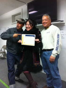 Margaret motocikel inštruktorji Me with my motorcycle certificate and hot instructors!!